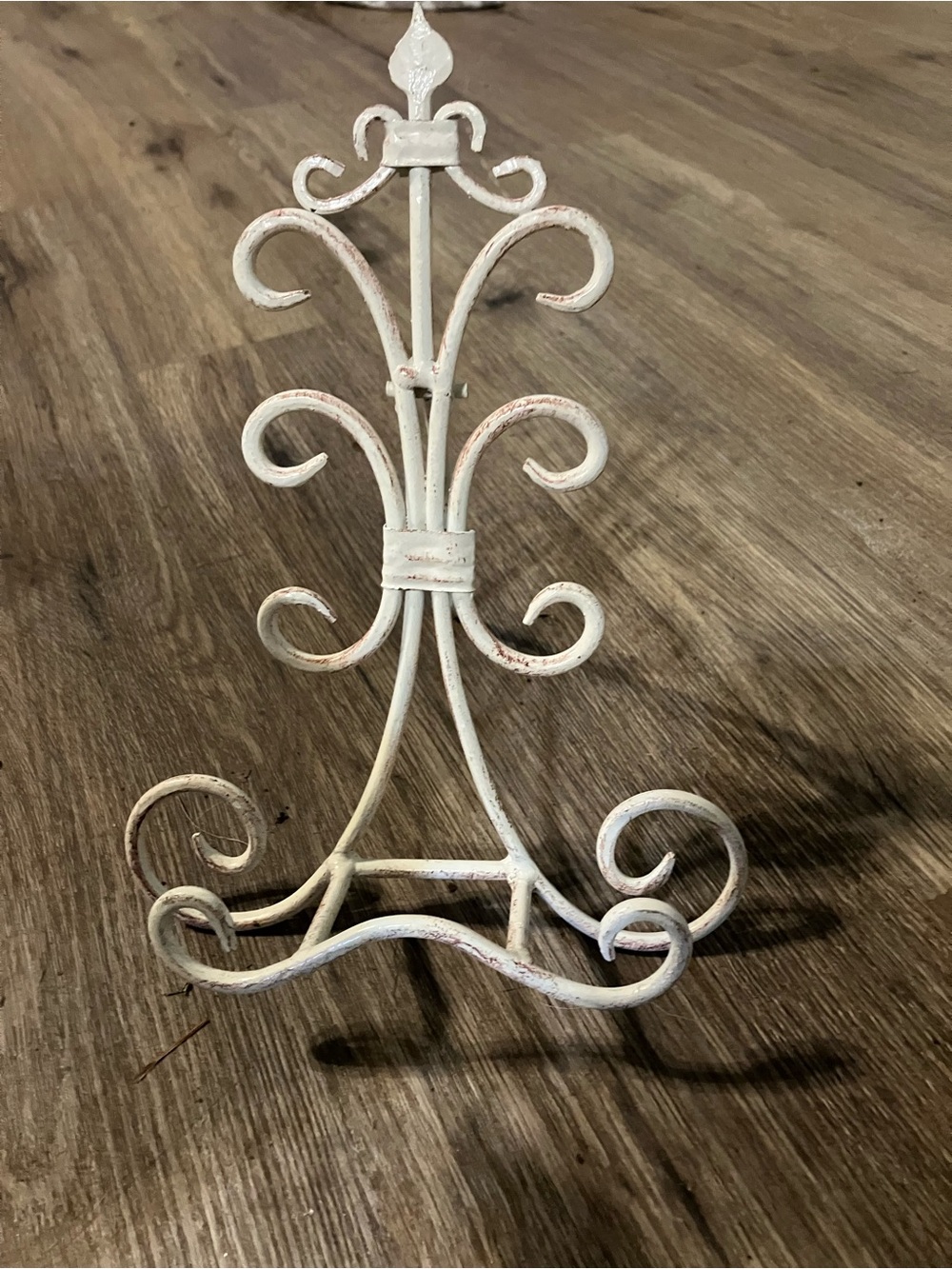 White Distressed Metal cookbook holder